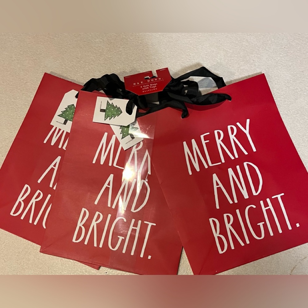 Rae Dunn Christmas gift bags NWT